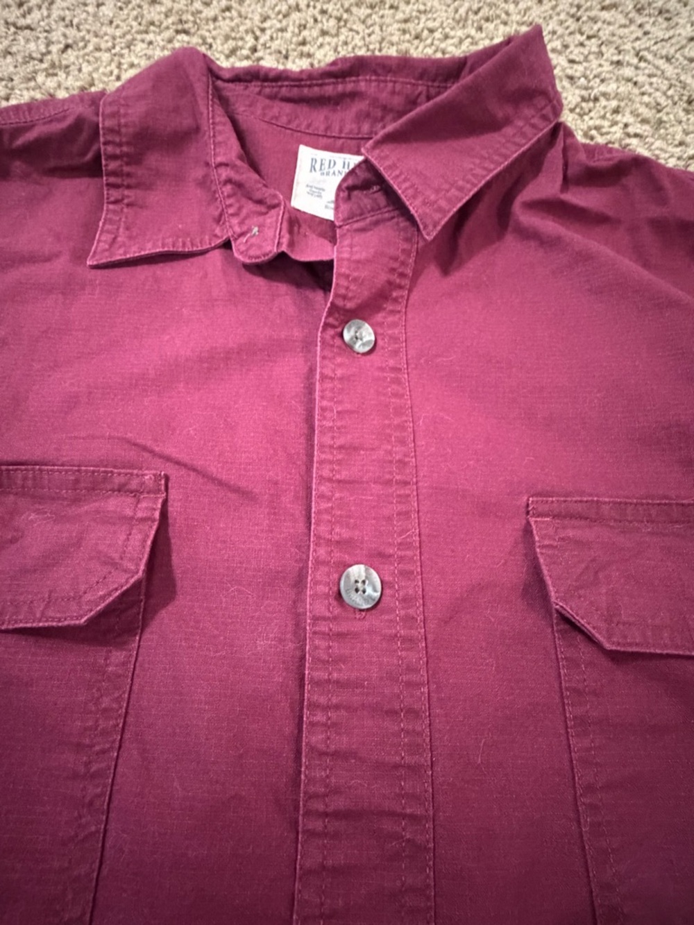 RedHead Men's Burgundy Long-Sleeve Button-Down Shirt XL - Picture 6 of 12